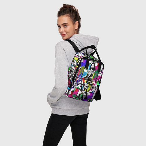 Женский рюкзак Разноцветные скелеты девушки - поп-арт - мода / 3D-принт – фото 3