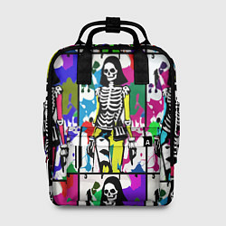 Женский рюкзак Разноцветные скелеты девушки - поп-арт - мода
