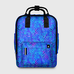Рюкзак женский Синие неоновые листья, цвет: 3D-принт