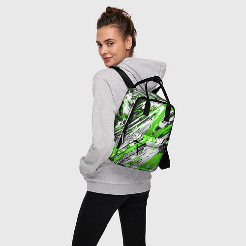Женский рюкзак Спонтанные брызги зелёные / 3D-принт – фото 3