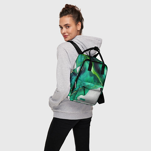 Женский рюкзак Жидкий изумруд в стиле арт / 3D-принт – фото 3