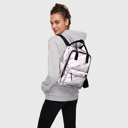 Женский рюкзак Барби паттерн - логотип и сердечки / 3D-принт – фото 3