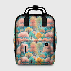 Рюкзак женский Деревья разноцветные узор, цвет: 3D-принт