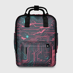 Рюкзак женский Кибер схемы Розовый и голубой, цвет: 3D-принт