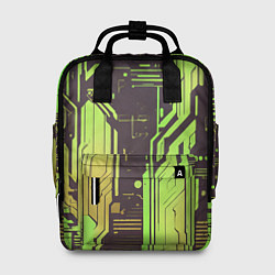 Рюкзак женский Кибер схемы кислотно-зелёные, цвет: 3D-принт