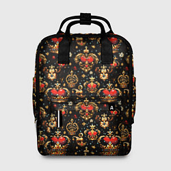Рюкзак женский Сердечки в золотых коронах, цвет: 3D-принт