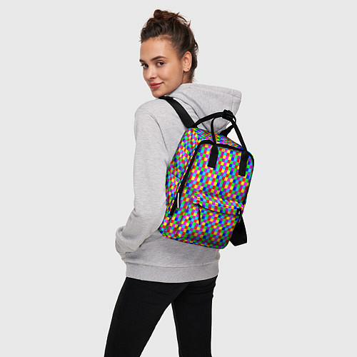 Женский рюкзак Разноцветные маленькие квадраты / 3D-принт – фото 3