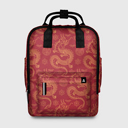 Рюкзак женский Dragon red pattern, цвет: 3D-принт