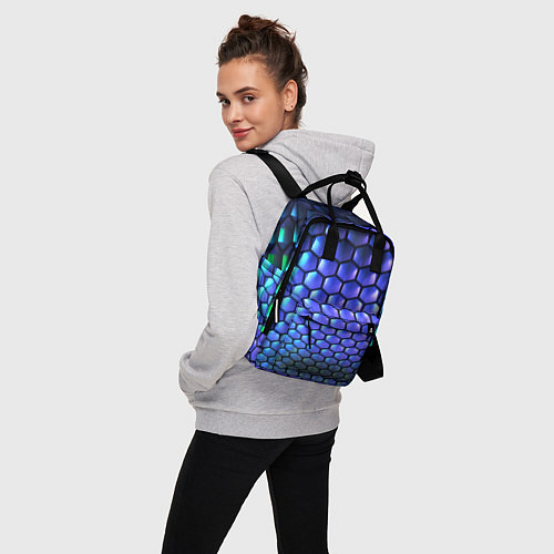 Женский рюкзак Цветные соты - объемная абстракция / 3D-принт – фото 3