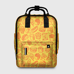 Рюкзак женский Фастфуд - жёлтый, цвет: 3D-принт