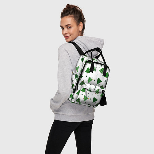 Женский рюкзак Узор с зелеными елочками / 3D-принт – фото 3