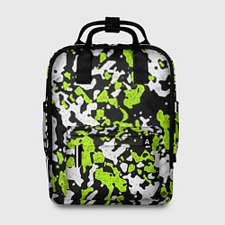 Рюкзак женский Абстракция чёрно-зелёная, цвет: 3D-принт