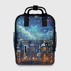 Рюкзак женский Новогодний городской пейзаж, цвет: 3D-принт