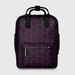 Рюкзак женский Чёрно-фиолетовый паттерн стилизованные цветы, цвет: 3D-принт
