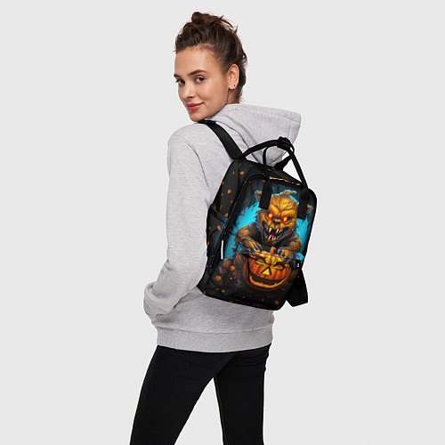 Женский рюкзак Halloween - страшный медведь с тыквой / 3D-принт – фото 3