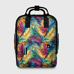 Рюкзак женский Разноцветные пальмовые листья паттерн, цвет: 3D-принт
