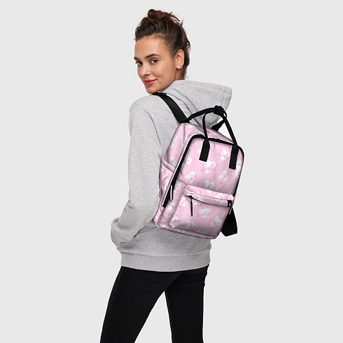 Женский рюкзак Барби: белые сердца на розовом паттерн / 3D-принт – фото 3