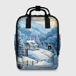Рюкзак женский Зима в деревне, цвет: 3D-принт