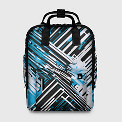 Рюкзак женский Киберпанк линии белые и синие, цвет: 3D-принт