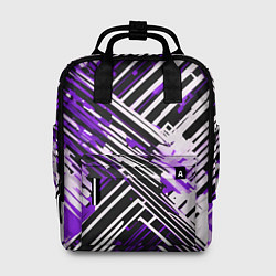 Рюкзак женский Киберпанк линии белые и фиолетовые, цвет: 3D-принт