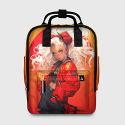 Женский рюкзак Девушка-демон от нейросети - желто-красный градиен
