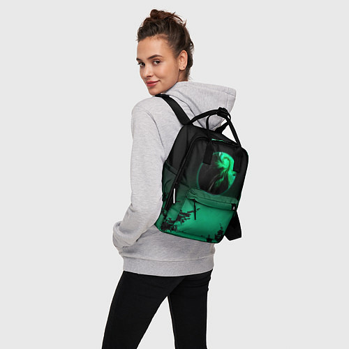 Женский рюкзак Неоновая зеленая луна / 3D-принт – фото 3