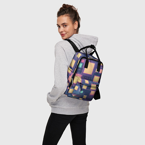 Женский рюкзак Разноцветные ретро квадраты / 3D-принт – фото 3