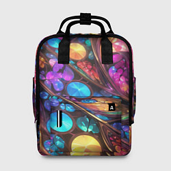 Рюкзак женский Яркий абстрактный фрактальный узор, цвет: 3D-принт
