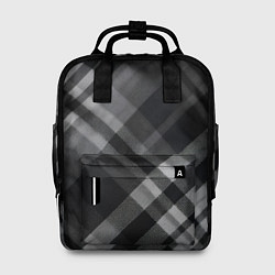 Рюкзак женский Черно-белая диагональная клетка в шотландском стил, цвет: 3D-принт