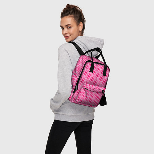 Женский рюкзак Паттерн цветочный розовый / 3D-принт – фото 3