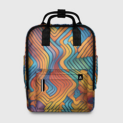 Женский рюкзак Волнистые линии жёлтые и голубые