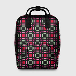 Рюкзак женский Красно-черный зеленый геометрический узор, цвет: 3D-принт