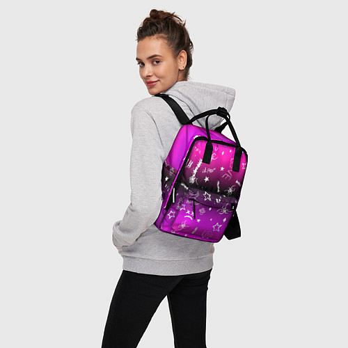 Женский рюкзак Тату Лил Пипа на фиолетовом / 3D-принт – фото 3
