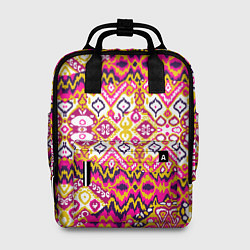 Рюкзак женский Розовый орнамент имитация ткань икат, цвет: 3D-принт