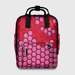 Рюкзак женский Красная энерго-броня из шестиугольников, цвет: 3D-принт