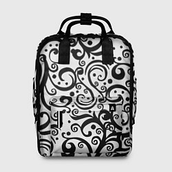 Рюкзак женский Чёрный кружевной узор, цвет: 3D-принт