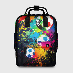 Рюкзак женский Разноцветные футбольные мячи, цвет: 3D-принт