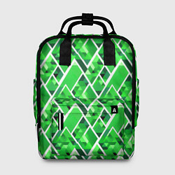 Женский рюкзак Зелёные треугольники и белые полосы