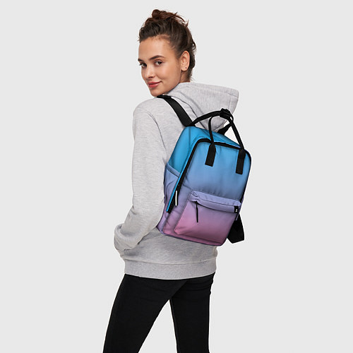 Женский рюкзак Небесно-розовый градиент / 3D-принт – фото 3