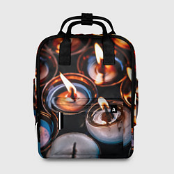 Рюкзак женский Новогодние горящие свечи, цвет: 3D-принт