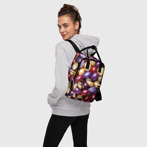Женский рюкзак Красные и фиолетовые пасхальные яйца / 3D-принт – фото 3