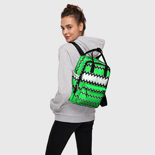 Женский рюкзак Белые и зелёные полосы / 3D-принт – фото 3