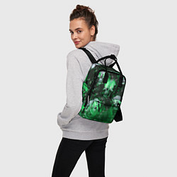 Рюкзак женский Зелёные черепа на зелёном фоне, цвет: 3D-принт — фото 2