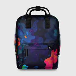 Рюкзак женский Яркие кислотная разноцветные пятна в виде камуфляж, цвет: 3D-принт