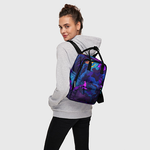 Женский рюкзак Яркие кислотная разноцветные пятна в виде камуфляж / 3D-принт – фото 3
