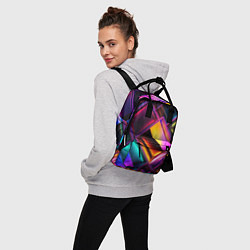 Рюкзак женский Цветные стеклянные блоки - неоновый геометричный у, цвет: 3D-принт — фото 2