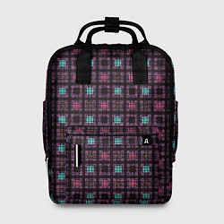 Рюкзак женский Тёмно-розовый полосы квадратики, цвет: 3D-принт