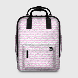 Рюкзак женский Полосатый розовый паттерн с сердечками, цвет: 3D-принт