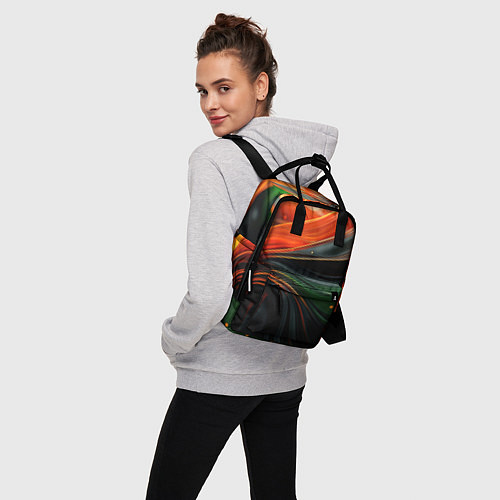 Женский рюкзак Оранжевая и зеленый абстракция / 3D-принт – фото 3