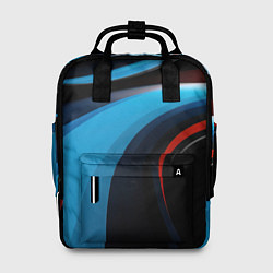 Рюкзак женский Черные и синии волны спортивный стиль, цвет: 3D-принт